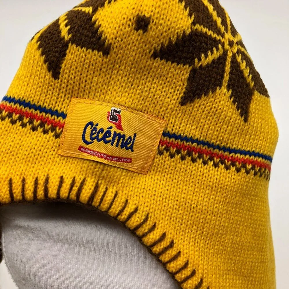 Cecemel Chocomel Kids L (10-12) Yellow Ear‎ Flap Fair Isle Winter Hats 2 Pc Lot